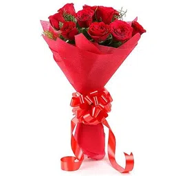 indiaflowersgifts IFG's Beautiful Bouquet of Red Roses, 10 pcs Fresh Flowers - Same Day Delivery image 1