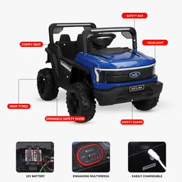 jammbo Rechargeable Battery-Powered Kids Ride-On X1 Jeep with Music,Lights & Remote Jeep Battery Operated Ride On image 3