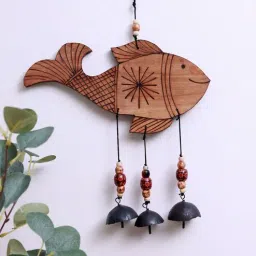 unravel india Fish Bamboo Windchime With Embedded Bells-picture-30