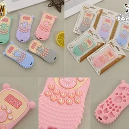 teniyu Silicone Baby Teether Toy Remote Shape Soft Sensory Gum Relief Teether (Pink) Teether image 3