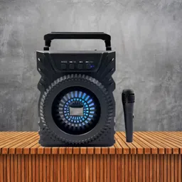 FRONY Bluetooth Speaker with Karaoke Mic, 6Hrs Playtime Support SD Card/Aux/USB D496 5 W Bluetooth Laptop/Desktop Speaker-picture-27