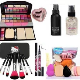 townplaza MAKEUP COMBO SET OF 7 , Fashion Makeup Kit + 6 pcs puff sponge + brushes + Face Primer + Makeup Fixer + Yanqjna Eyeliner + 3D Eyelesh Kit with Glue-picture-34