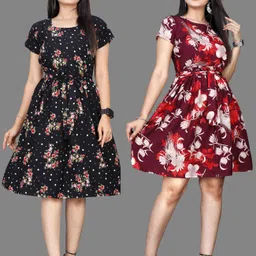 new ethnic fashion Women A-line Black, Maroon Knee Length Dress-picture-16