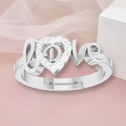 kanak jewels Love Collection letter D American Diamond Adjustable Valentine Heart Silver Initial for Women Girls Girlfriend Men Boys Couples Lovers Design Silver plated Ring Brass Cubic Zirconia Silver Plated Ring-picture-11