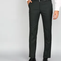 raymond Men Slim Fit Dark Green Polyester Trousers image 1