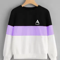 kroptee Women Colorblock Round Neck Pure Cotton Purple T-Shirt-picture-28