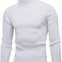 farlucci Men Striped High Neck White Sweater image 2
