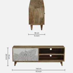 casacraft from pepperfry Natale Mango Wood TV Console In Natural Finish Inspired By Ranthambore image 2