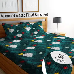 risingstar Cotton Double Fitted (Elastic) 250 TC Printed Bedsheet-picture-28