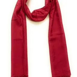 Solid Viscose Women Maroon Scarf-image-2