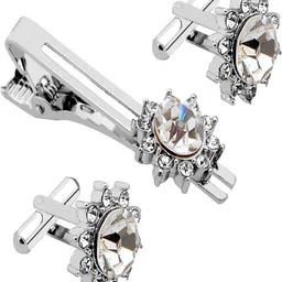 shivay Metal Cufflink & Tie Pin Set image 2