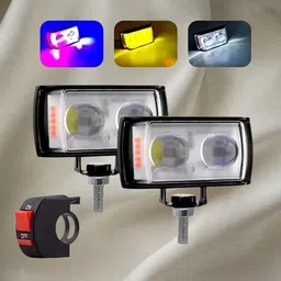 houseofcommon Mini Double Lens Fog Light with yellow & White Fleshing Light(RED & Blue DRL)AU Fog Lamp Motorbike LED (12 V, 40 W)-picture-12