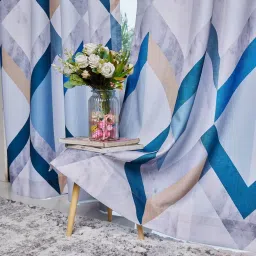 tramb Polyester Abstract 5 ft Light Filtering Eyelet Window Curtain image 2