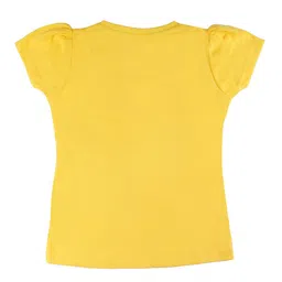 Disney by Wear Your Mind Girls Yellow Minnie Character Printed Pure Cotton T-shirt image 3
