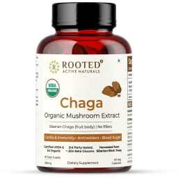 rooted active naturals Rooted Actives Siberian Chaga mushroom Extract (60 Caps, 500 mg) |Blood Sugar, Heart & Immunity. USDA Organic, 35% Beta Glucans-picture-13