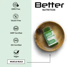 Better Nutrition Ayurvedic Muscle Build Tablets (60 Capsules) For Women & Men | Muscle Building & Recovery| 100% Ayurvedic & Natural | Ashwagandha Tablets for Workouts | No Side Effects|100% Veg image 5