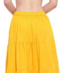 mrfabricse Women Solid Wrap Around Yellow Skirt image 2