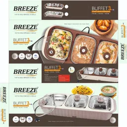 breeze Buffet Stainless Steel 3 Dish Food Warmer & Buffet Server Electric Cooking Heater image 3