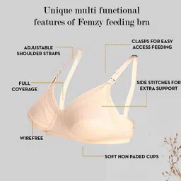 femzy Pack of 3 Women Maternity/Nursing Non Padded Bra image 4