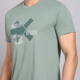 hrx by hrithik roshan Men Graphic Print Round Neck Polyester Light Green T-Shirt image 5