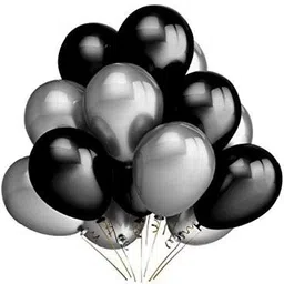 hardatar Solid HD Metallic Finish Silver, Black Pack of 30 Balloons for Birthday / Anniversary Party Decoration Balloon-picture-14
