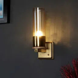 stello Aesthetic Metal & Glass Wall Mounted Uplight Sconce (Antique Gold)-picture-26