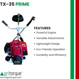 agritorque TX-35 35cc 4-Stroke Brush Cutter with 80T, 3T & Tap & Go Blades for Lawn & Crop Fuel Grass Trimmer image 3