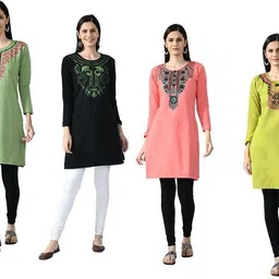 indeweaves Pack of 4 Women Self Design Wool Straight Kurta-picture-23