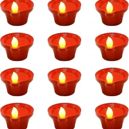 glowbliss Water Sensor Reusable LED Diya for Home Decor,Smokeless&Electric Flameless Diya Plastic (Pack of 12) Table Diya-picture-14