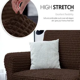 cortina Brown Polyester Stretchable 2 Seater Sofa Cover image 2