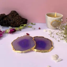 home arte Brazilian Purple Stone Set of 2 Table Coasters image 1