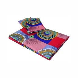 Supreme Home Collective Blue& Red Geometric Microfiber 144 TC Single Bedsheet image 2