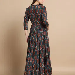 gujari Women Fit and Flare Dark Blue Midi/Calf Length Dress image 2