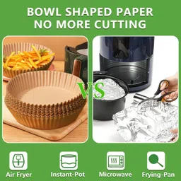 seahaven 100pcs Round Air Fryer Disposable Paper Liner Liners Baking Paper for Food Grade Air Fryer image 2