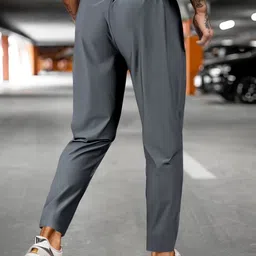 kizaar Men Solid Grey Track Pants image 2