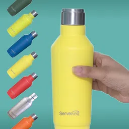 Servewell Alaska - SS Lemon Yellow Single Stainless Steel Water Bottle 675ml image 5