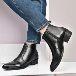 n n creaction Casual Leather Chelsea Zip Elastic Boots For Men image 5