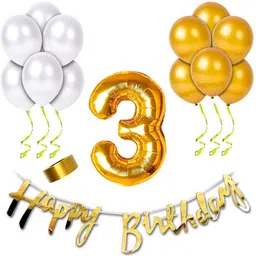 party bird 3rd Three Number Foil Balloon Happy Birthday Anniversary Decoration Party Combo Pack of 33-picture-42