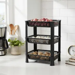 umax Multipurpose Storage Rack Organizer, Plastic Shelf Stand for Kitchen, Office Plastic Kitchen Trolley image 2