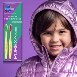 purexa Kids Bamboo Toothbrush For 3 to12 Years With Ergonomic Handle For Easy Grip & Extra Soft Toothbrush image 3