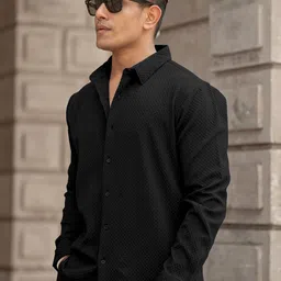 metronaut Men Regular Fit Solid Spread Collar Casual Shirt image 3