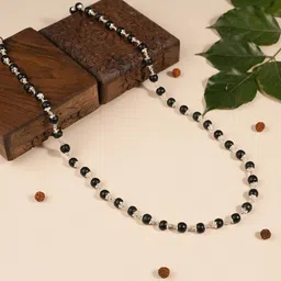 pyr fashion Original Karungali Malai Silver Plated Mala For Men - Govt Certified 54 Beads Silver Plated Wood Chain-picture-30