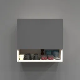 specialitypanels 2 Door Mirror Glossy triple layered UV Resistant handless cabinet with Space Organizer in Grey Finish image 5