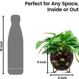 vedic vaidehi solution Floral-Leaf Design Planter/Flower Pot/Container with Iron Stand Plant Container Set image 5