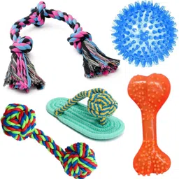 petzluv YOUHAVEDEAL 5-in-1 Dog Chew Rope Toys, Rubber Bone & Ball for Dogs & Puppies Toy Rubber Ball, Bone, Fetch Toy, Rubber Toy, Training Aid, Chew Toy For Dog & Cat-picture-17