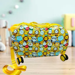 Small Cabin Suitcase (31 cm) 4 Wheels - Children's Riding Luggage Durable Lightweight Cartoon Trolley bag for Kids - Yellow-image-4