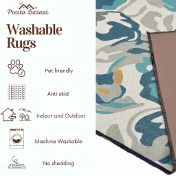 presto Blue Floral Polyester 5 ft x 7 ft Machine made Carpet image 5