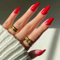 latixmat Red glossy nail polish with Nail Tips Natural Fake Nails image 5