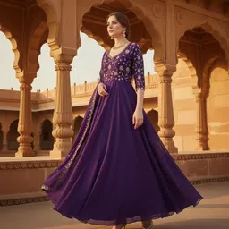 rangmohini Embroidered Chiffon Stitched Flared/A-line Gown image 2