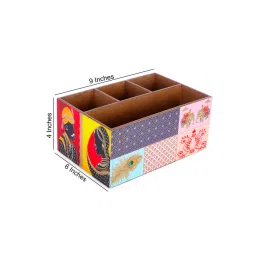 the home co. Multicolour Mdf Wood Rectangle 1 Pcs Cutlery Holder image 3